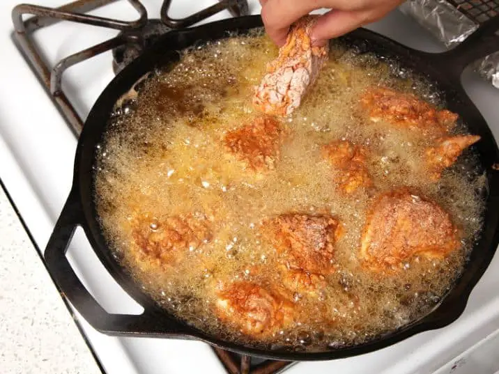 deep fat frying chicken